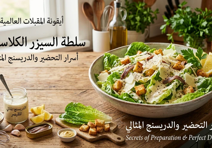 أيقونة المقبلات العالمية.. أسرار تحضير سلطة السيزر الكلاسيكية وطريقة صنع الدريسنج المثالي في المنزل