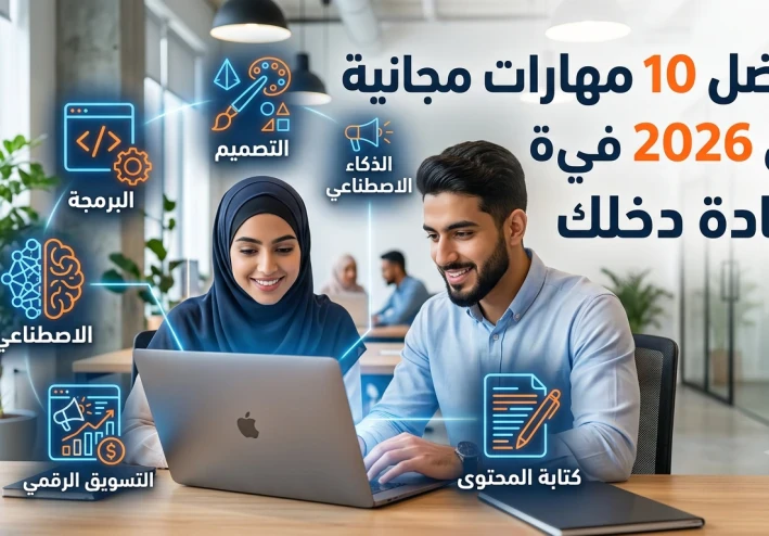 أفضل 10 مهارات يمكنك تعلمها مجانًا في 2026 لزيادة دخلك والعمل من المنزل