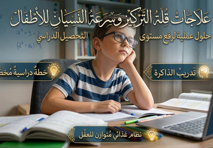 طرق علاج قلة التركيز وسرعة النسيان عند الأطفال أثناء المذاكرة