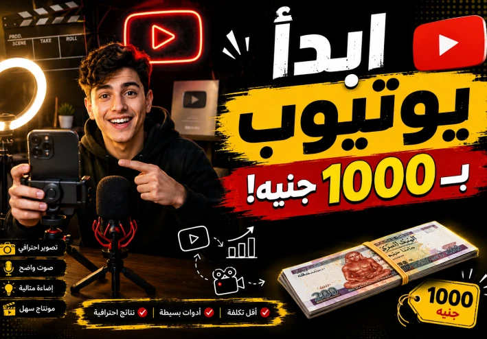 كيف تصبح يوتيوبر بـ1000 جنيه؟ دليل البداية بأقل تكلفة.