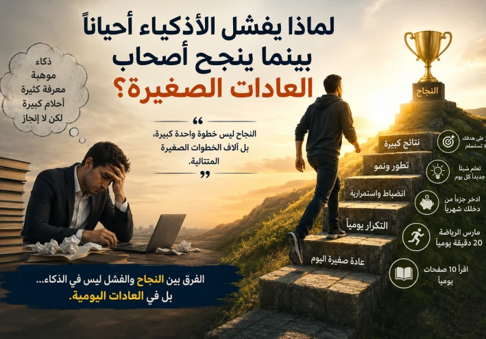 لماذا يفشل الاذكياء احيانا بينما ينجح اصحاب العادات الصغيرة؟