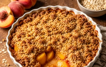 🍑🥧 فطيرة الدراق بالشوفان المقرمشة - وصفة صحية ولذيذة بطبقة ذهبية مقرمشة