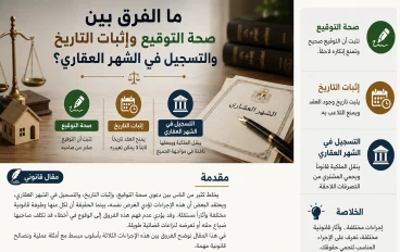 ما الفرق بين صحة التوقيع وأثبات التاريخ والتسجيل في الشهر العقاري؟