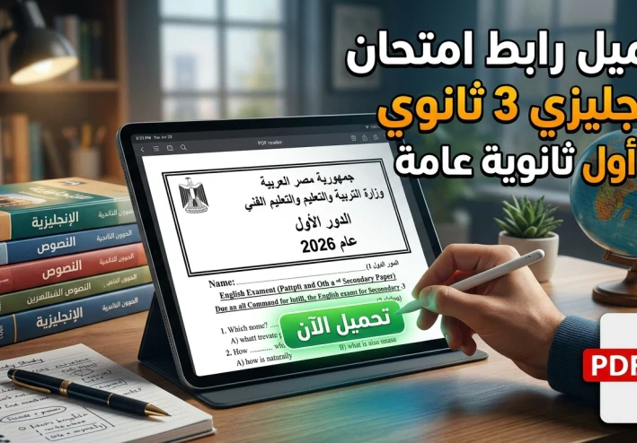 رابط تحميل امتحان الإنجليزي ثانوية عامة 2026 دور أول (الأسئلة والإجابات الرسمية)
