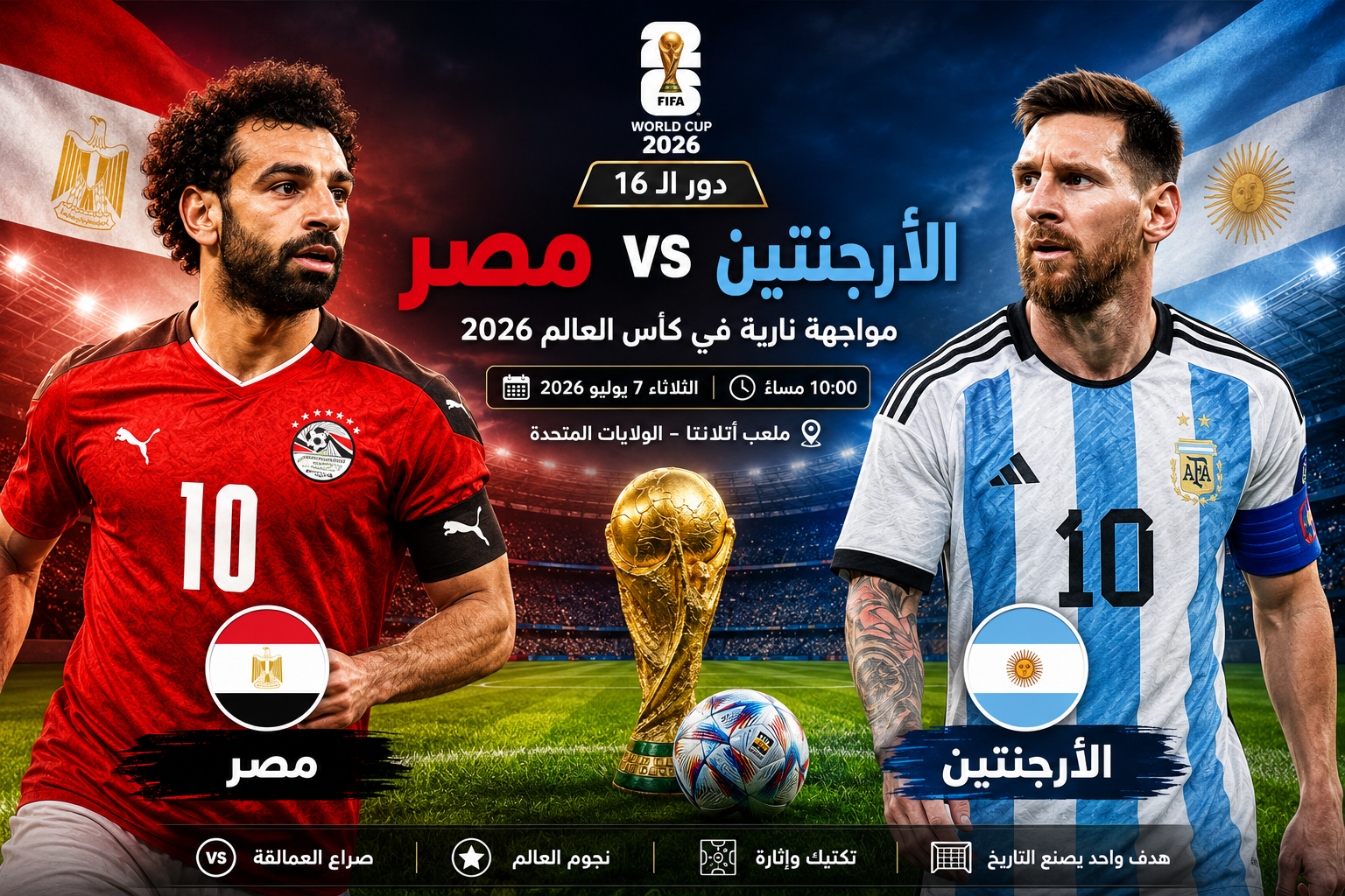 صورة مقال مصر والأرجنتين في كأس العالم 2026.. مواجهة تاريخية ينتظرها عشاق كرة القدم