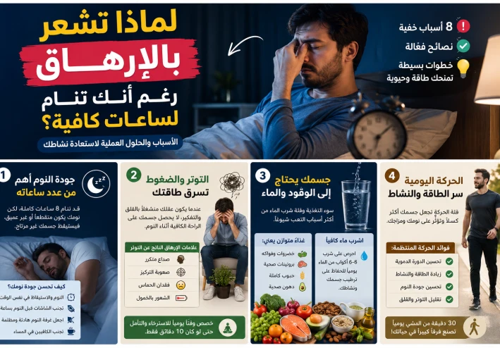 ماذا تشعر بالإرهاق رغم أنك تنام لساعات كافية؟