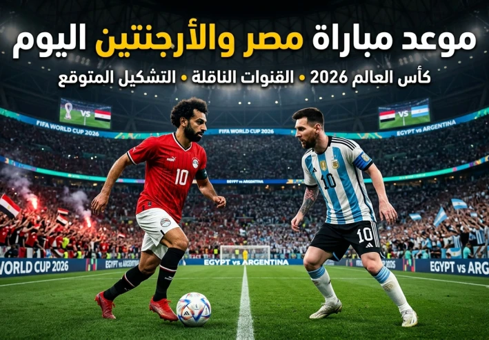 موعد مباراة مصر والأرجنتين اليوم في كأس العالم 2026.. القنوات الناقلة والتشكيل المتوقع وموعد انطلاق اللقاء
