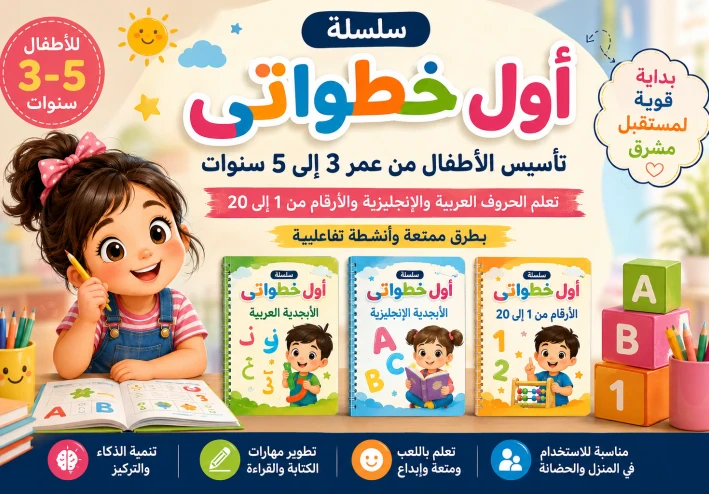سلسلة أول خطواتي لتأسيس الأطفال من عمر 3 إلى 5 سنوات | تعلم الحروف العربية والإنجليزية والأرقام من 1 إلى 20 بطريقة ممتعة