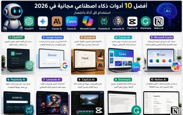 أفضل 10 أدوات ذكاء اصطناعي مجانية في 2026 واستخدام كل أداة
