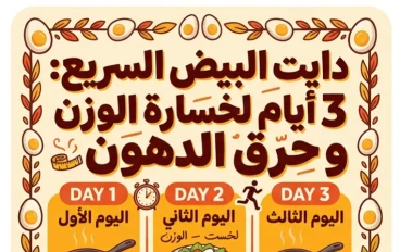 🥚 دايت البيض لخسارة الوزن في 3 أيام.. خطة سريعة لحرق الدهون مع جدول يومي ونصائح مهمة