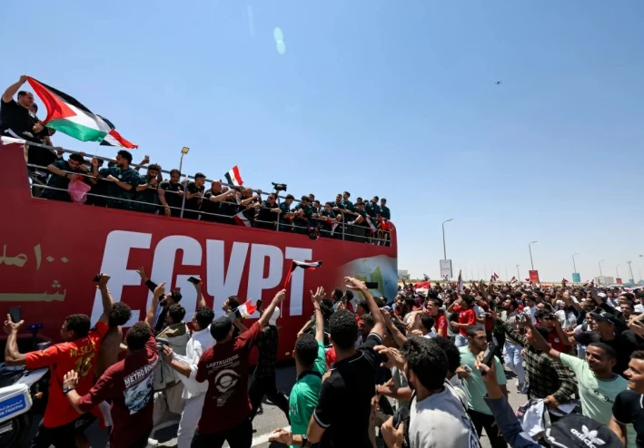 احتفالات عودة منتخب مصر في مدينة العلمين بعد الإنجاز المونديالي