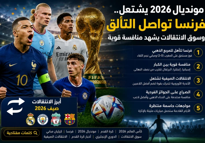 مونديال 2026 يشتعل.. آخر أخبار كأس العالم وسوق الانتقالات العالمية