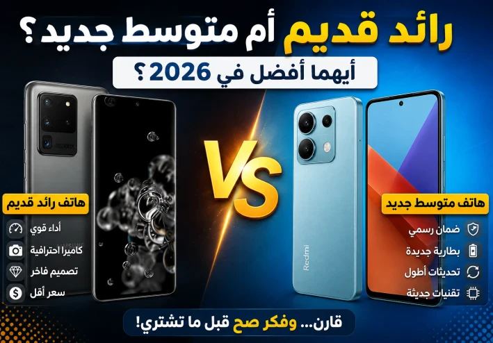 هل يستحق شراء هاتف رائد قديم أم هاتف متوسط جديد في 2026؟ مقارنة تساعدك على الاختيار