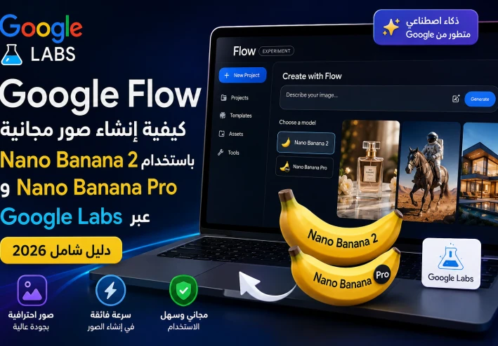Google Flow إنشاء صور مجانية باستخدام Nano Banana 2 وNano Banana Pro