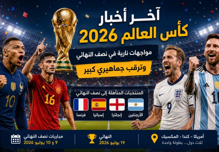 كأس العالم 2026 يشتعل.. تعرف على آخر الأخبار ومباريات نصف النهائي