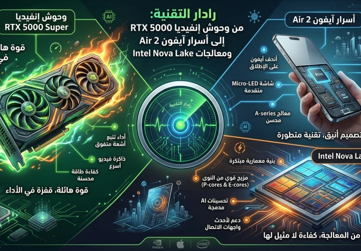 رادار التقنية: من وحوش إنفيديا RTX 5000 Super إلى أسرار آيفون Air 2 ومعالجات Intel Nova Lake