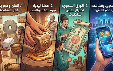 رحلة عبر الزمن: كيف تحول "الملح" إلى أرقام على شاشتك؟ (قصة المال كما لم تسمعها من قبل!)