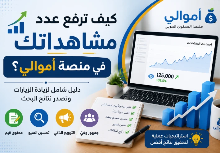 كيف ترفع عدد مشاهداتك في منصة أموالي؟ 10 خطوات مجربة لزيادة الزيارات وتصدر نتائج البحث