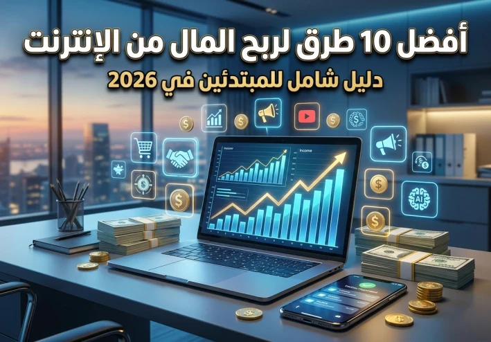 💰 أفضل 10 طرق لربح المال من الإنترنت في 2026 (دليل شامل للمبتدئين)