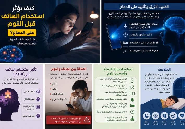 كيف يؤثر استخدام الهاتف قبل النوم على الدماغ؟