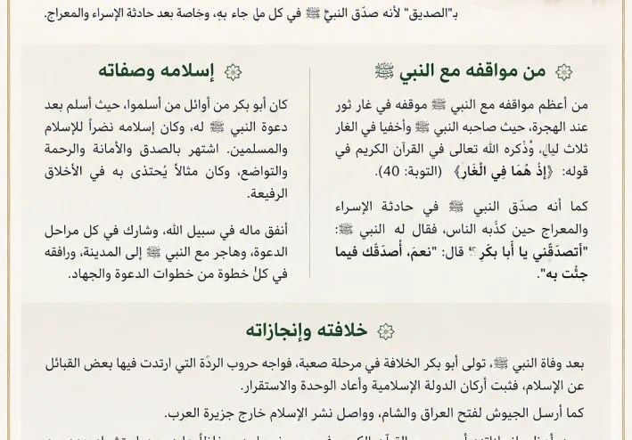 سيدنا ابو بكر الصديق رضى الله عنه