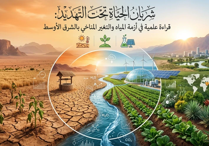 🌍 شريان الحياة تحت التهديد: قراءة علمية في أزمة المياه والتغير المناخي بالشرق الأوسط