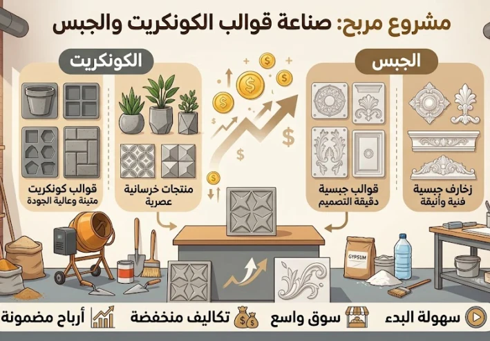 مشروع كونكريت لصناعة قوالب الجبس