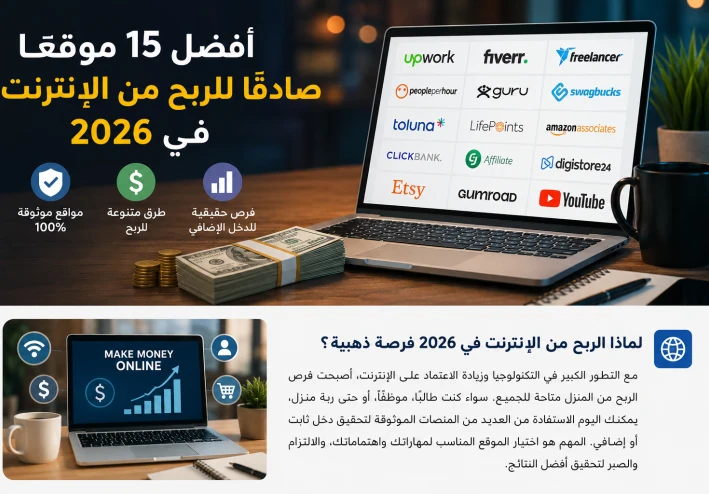 أفضل 15 موقعًا صادقًا للربح من الإنترنت في 2026