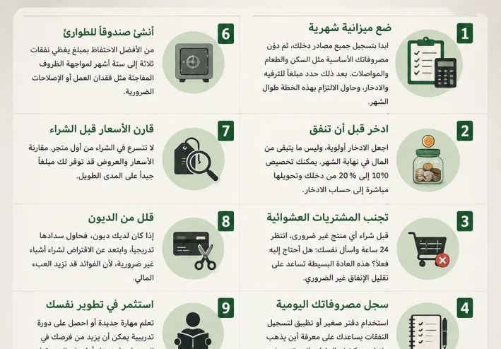 10 نصائح فعّالة للادخار وإدارة المال بطريقة ذكية