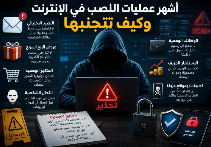 أشهر عمليات النصب على الإنترنت وكيف تتجنبها