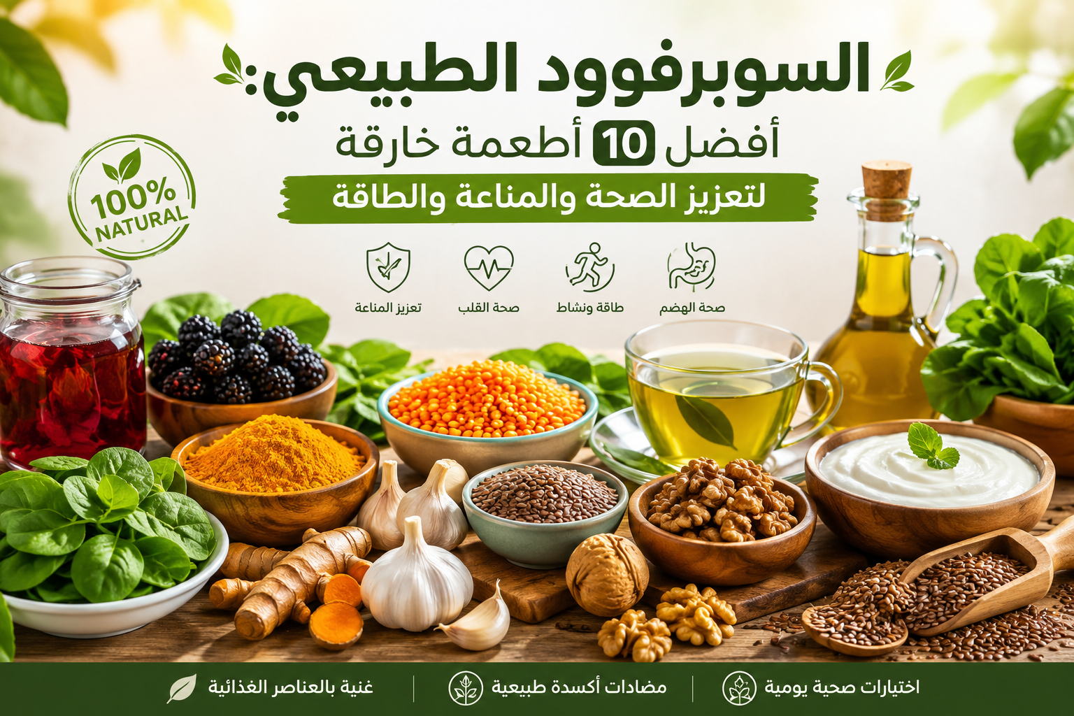 صورة مقال السوبرفوود الطبيعي: أفضل 10 أطعمة خارقة لتعزيز الصحة والمناعة والطاقة