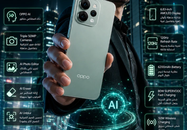 OPPO Reno 14 Pro 5G.. هاتف يجمع بين الذكاء الاصطناعي والأداء الرائد لعشاق التصوير وصناعة المحتوى