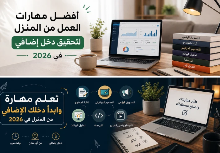 مهارات العمل من المنزل لتحقيق دخل اضافي