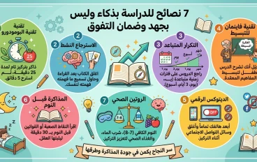 كيف تذاكر بذكاء وليس بجهد؟ 7 نصائح تضمن لك التفوق الدراسي