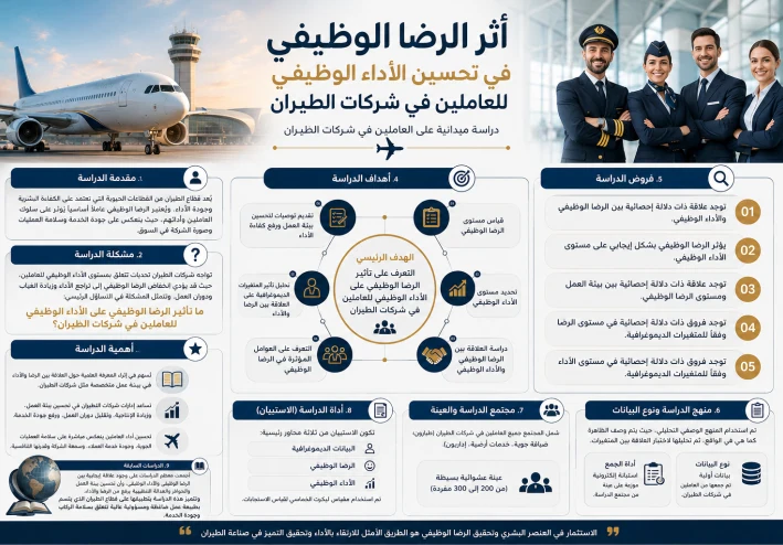 أثر الرضا الوظيفي في تحسين الأداء الوظيفي للعاملين في شركات الطيران
