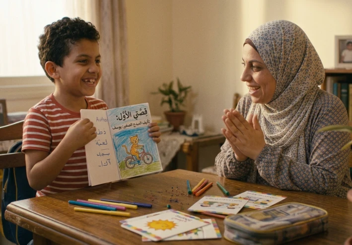 من الكلمة إلى القصة": حيلة تربوية ذكية لتأسيس طفلكِ في التعبير والكتابة الإبداعية
