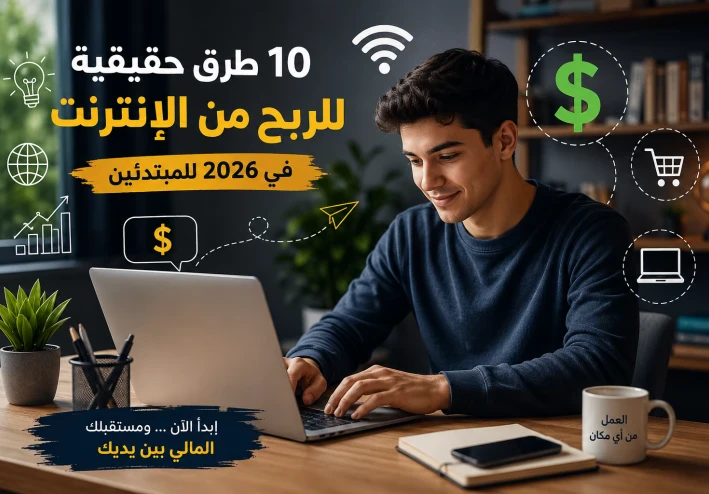 10 طرق حقيقية للربح من الإنترنت في 2026 للمبتدئين (بدون رأس مال كبير)
