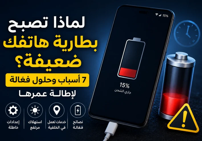لماذا تصبح بطارية هاتفك ضعيفة؟ 7 أسباب وحلول فعالة لإطالة عمرها