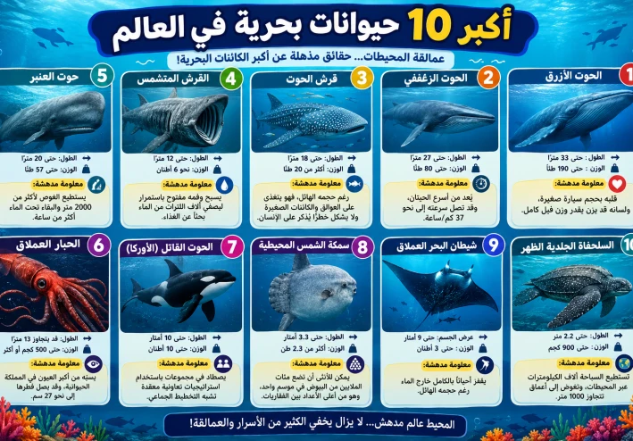 أكبر 10 حيوانات بحرية على وجه الأرض