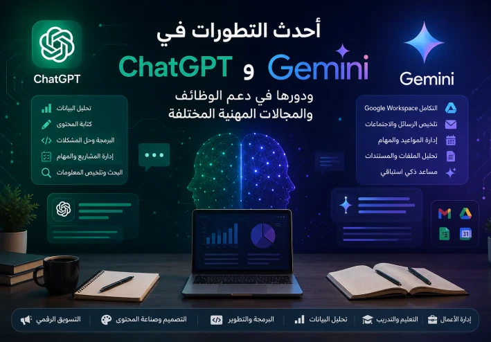 أحدث التطورات في ChatGPT و Gemini ودورها في دعم الوظائف والمجالات المهنية المختلفة