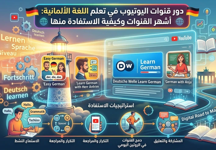 دور قنوات اليوتيوب في تعلم اللغة الألمانية: أشهر القنوات وكيفية الاستفادة منها