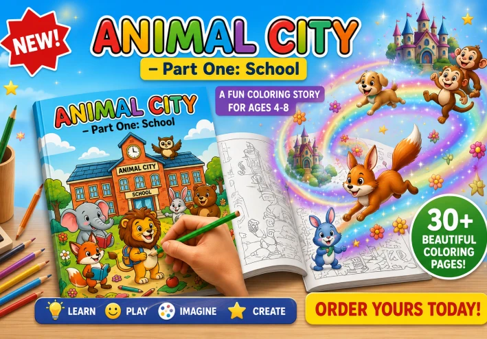 ANIMAL CITY – Part One: School | Fun Coloring Book for Kids