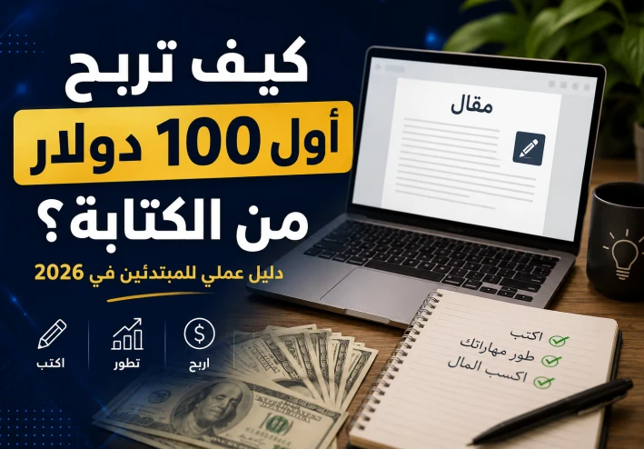 كيف تربح أول 100 دولار من الكتابة؟ دليل عملي للمبتدئين في 2026