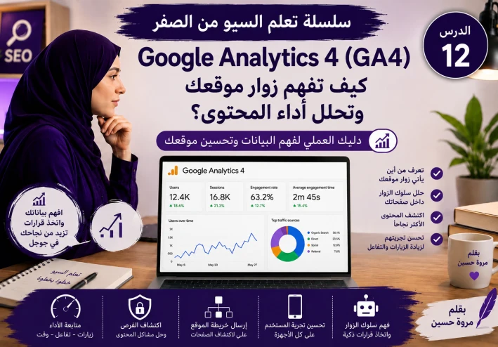 الدرس الثاني عشر: Google Analytics 4 للمبتدئين | كيف تحلل زوار موقعك وتحسن أداء المحتوى؟