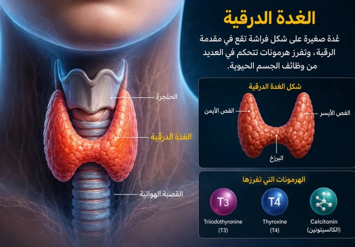 الغده الدرقيه مكانها ووظفيتها thyroid gland