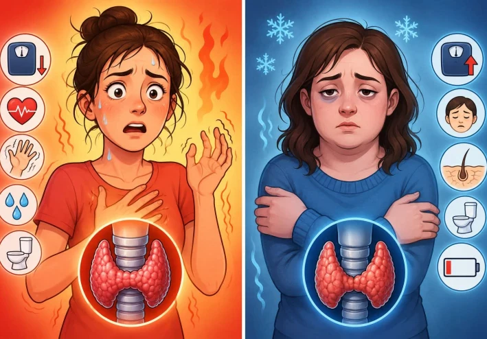 نشاط وخمول الغده الدرقيه الاعراض