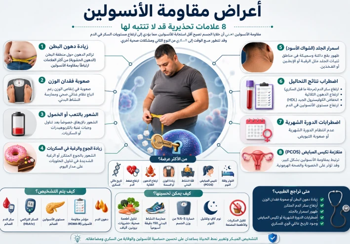 أعراض مقاومة الأنسولين: 8 علامات تحذيرية قد لا تنتبه لها