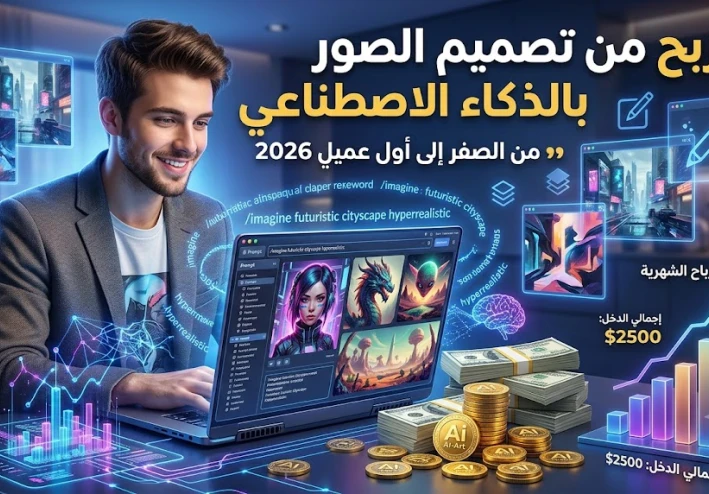 كيف تكسب المال من تصميم الصور بالذكاء الاصطناعي بدون خبرة؟ دليل المبتدئين لتحقيق أول دخل في 2026