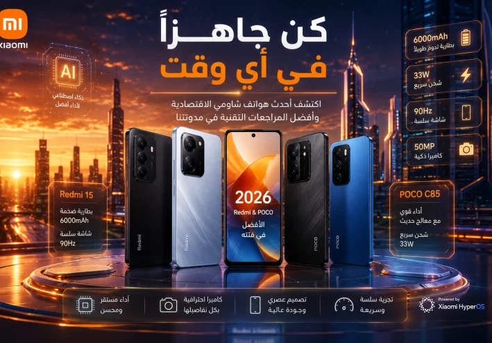 أفضل هواتف شاومي الاقتصادية في 2026: مراجعة شاملة لأشهر الأجهزة وأفضل قيمة مقابل السعر
