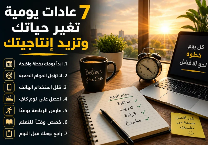 🔥 7 عادات يومية تزيد إنتاجيتك